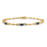 Gold Diamond & Gemstone Bracelet - 14k Yellow Gold / Sapphire