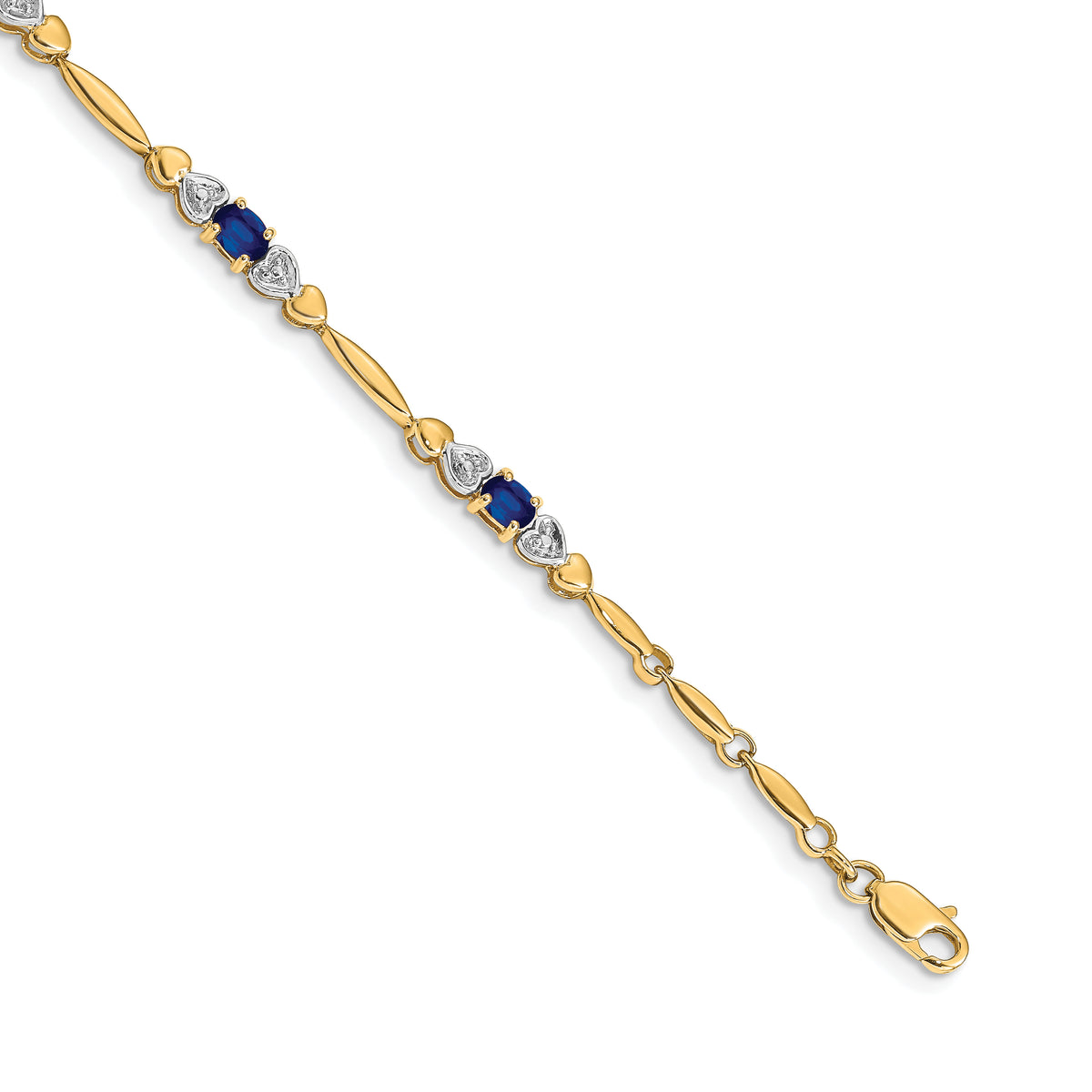 Gold Diamond & Gemstone Bracelet - 14k Yellow Gold / Sapphire