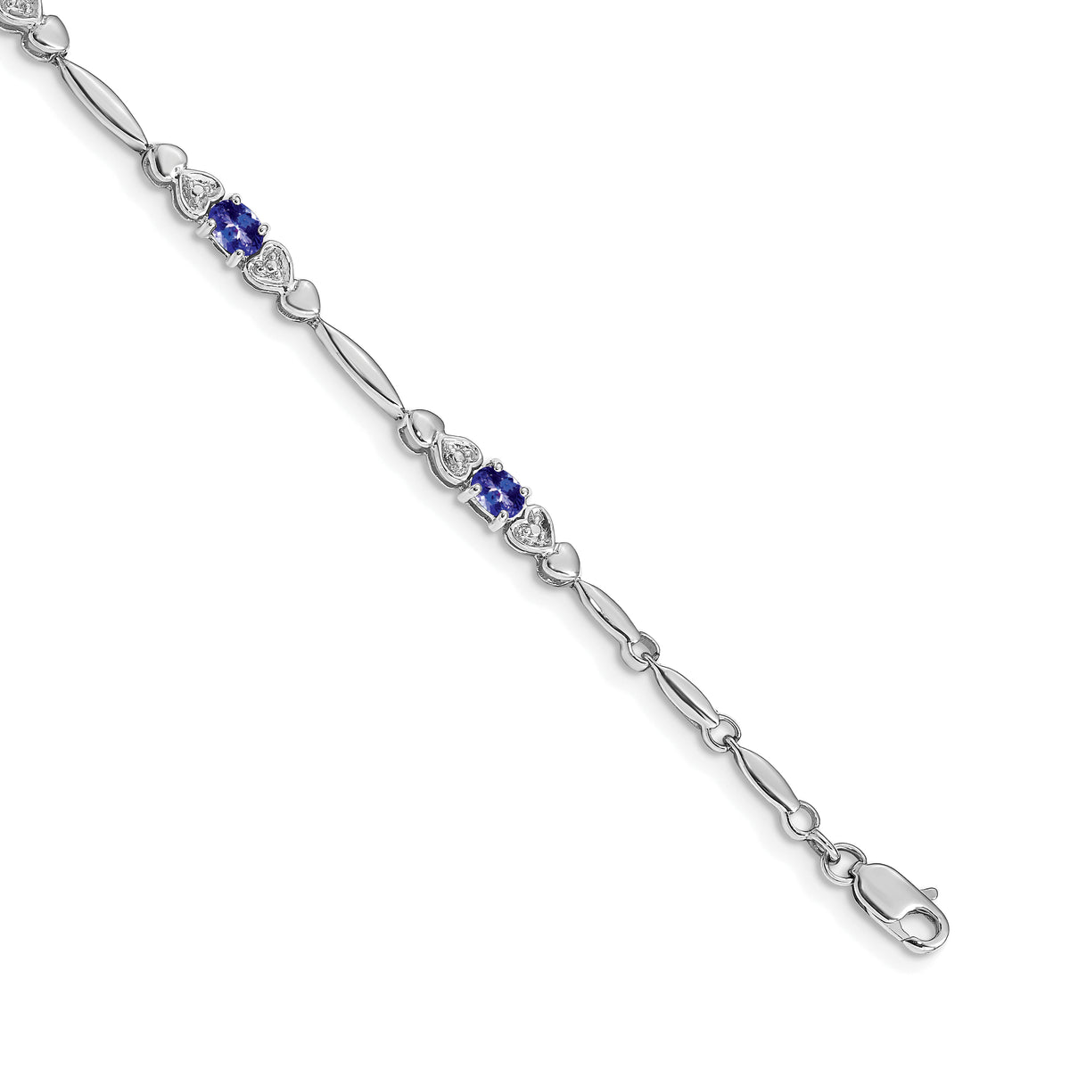 Gold Diamond & Gemstone Bracelet - 14k White Gold / Tanzanite