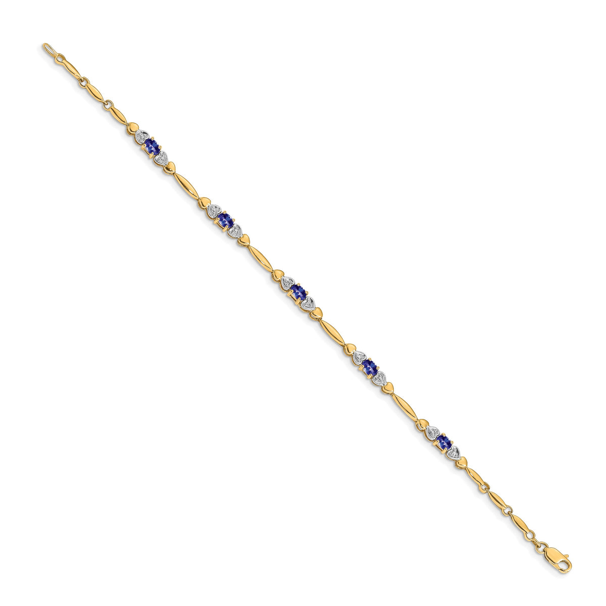 Gold Diamond & Gemstone Bracelet - 14k Yellow Gold / Tanzanite