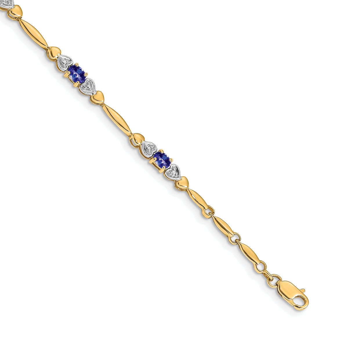 Gold Diamond & Gemstone Bracelet - 14k Yellow Gold / Tanzanite