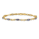 14k Yellow Gold Diamond Oval Tanzanite Open Link 7 inch Bracelet, view 3