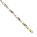 14k Yellow Gold Diamond Oval Tanzanite Open Link 7 inch Bracelet