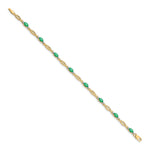 14k Yellow Gold Diamond and Oval Emerald 7.25 inch Bracelet, view 2