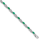 Gold Diamond & Gemstone Infinity Bracelet - 14k White Gold / Emerald / 7.25 inch