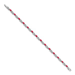Gold Diamond & Gemstone Infinity Bracelet - 10k White Gold / None / 7 inch, Ruby