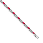 Gold Diamond & Gemstone Infinity Bracelet - 14k White Gold / Ruby / 7 inch, Ruby