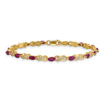 Gold Diamond & Gemstone Infinity Bracelet - 14k Yellow Gold / Ruby / 7 inch, Ruby