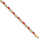 Gold Diamond & Gemstone Infinity Bracelet - 14k Yellow Gold / Ruby / 7 inch, Ruby