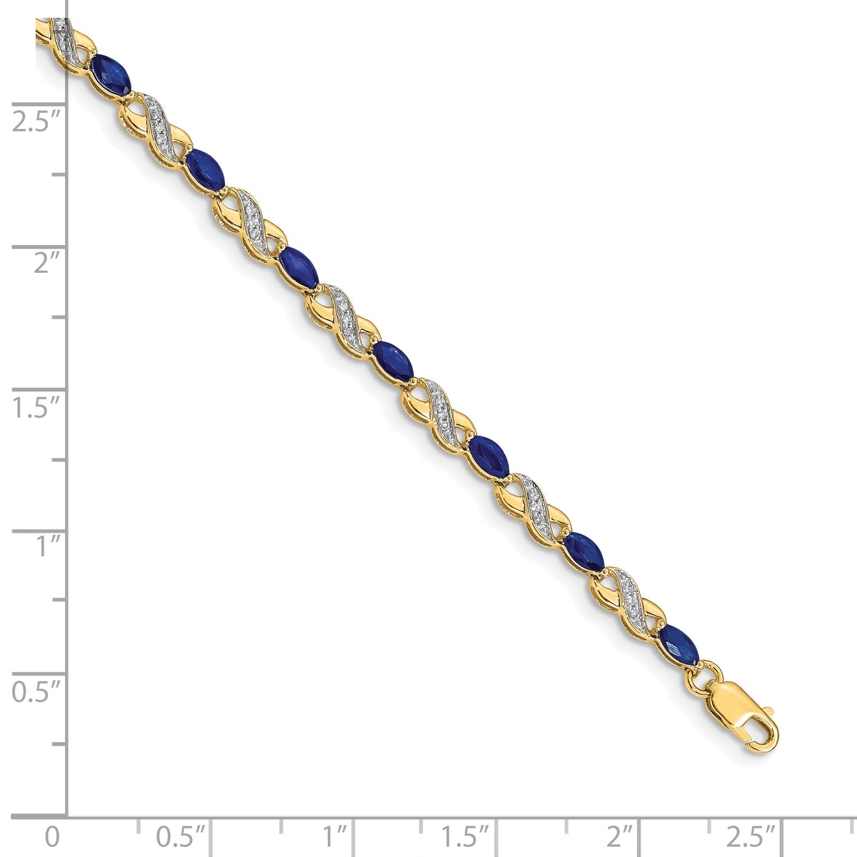 Gold Diamond & Gemstone Infinity Bracelet - 10k Yellow Gold / None / 7 inch, Sapphire