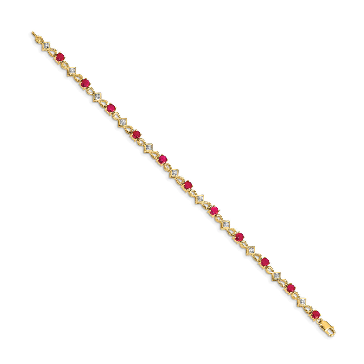 14k Diamond Round Ruby 7 inch Bracelet