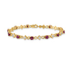 14k Diamond Round Ruby 7 inch Bracelet