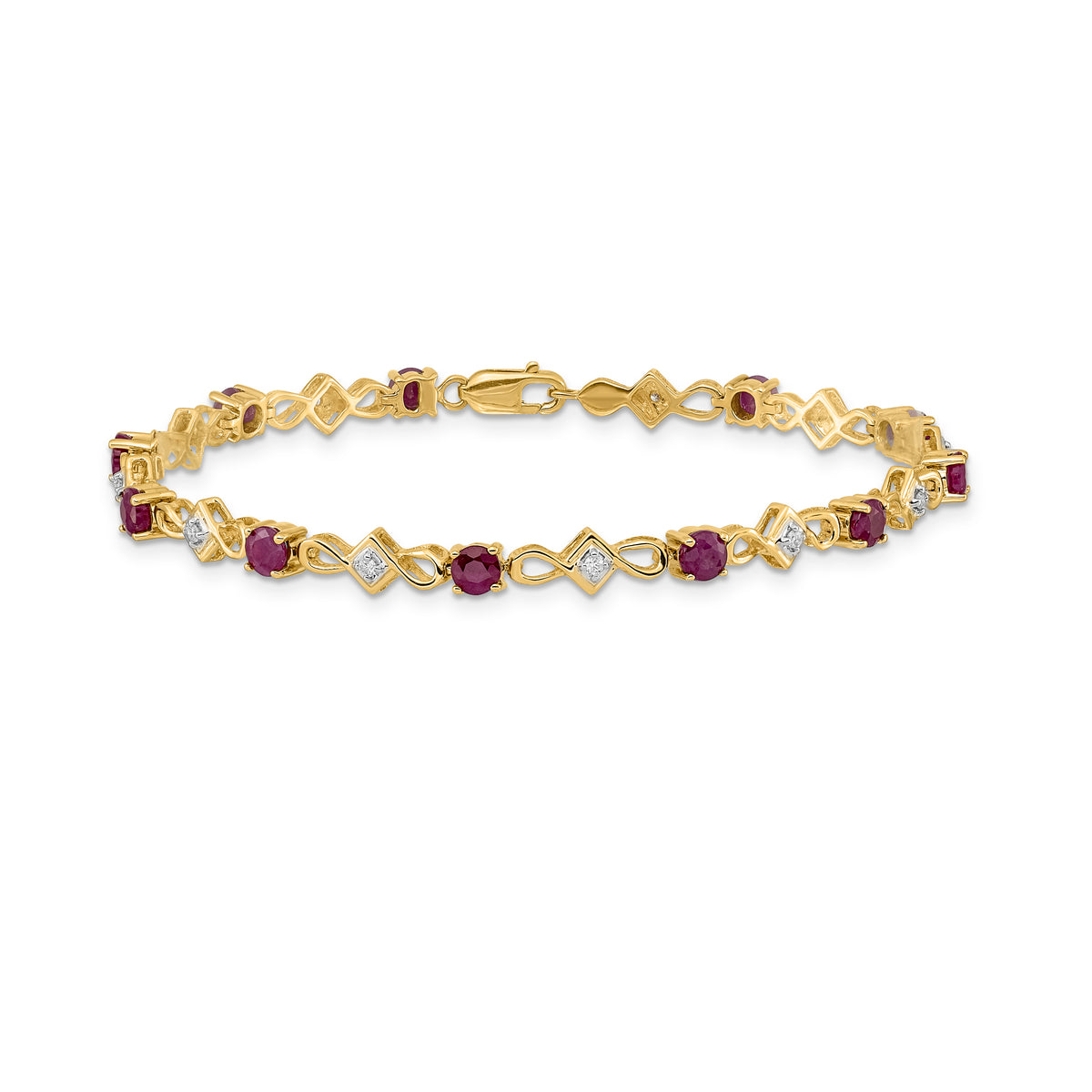 14k Diamond Round Ruby 7 inch Bracelet
