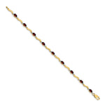 14k Diamond Oval Garnet Wavy Link 7 inch Bracelet