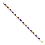 Gold Floral Diamond & Gemstone Bracelet - 14k Yellow Gold / Amethyst