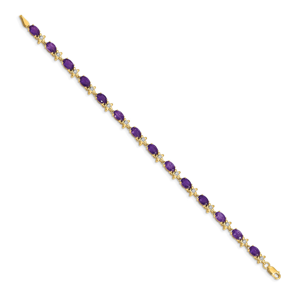 Gold Floral Diamond & Gemstone Bracelet - 14k Yellow Gold / Amethyst