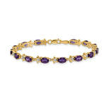 Gold Floral Diamond & Gemstone Bracelet - 14k Yellow Gold / Amethyst