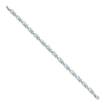Gold Floral Diamond & Gemstone Bracelet - 14k White Gold / Aquamarine
