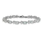 Gold Floral Diamond & Gemstone Bracelet - 14k White Gold / Aquamarine