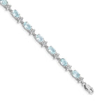 Gold Floral Diamond & Gemstone Bracelet - 14k White Gold / Aquamarine
