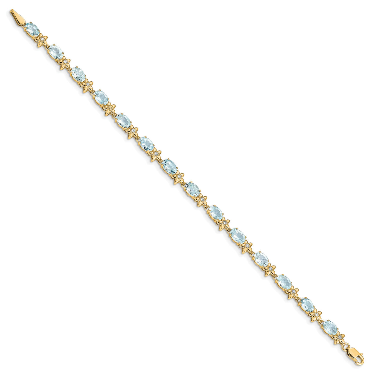 Gold Floral Diamond & Gemstone Bracelet - 14k Yellow Gold / None