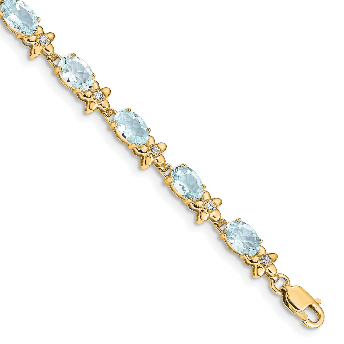 Gold Floral Diamond & Gemstone Bracelet - 14k Yellow Gold / None