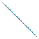 Gold Floral Diamond & Gemstone Bracelet - 14k White Gold / Swiss Blue Topaz