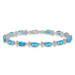 Gold Floral Diamond & Gemstone Bracelet - 14k White Gold / Swiss Blue Topaz