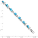 Gold Floral Diamond & Gemstone Bracelet - 14k White Gold / Swiss Blue Topaz