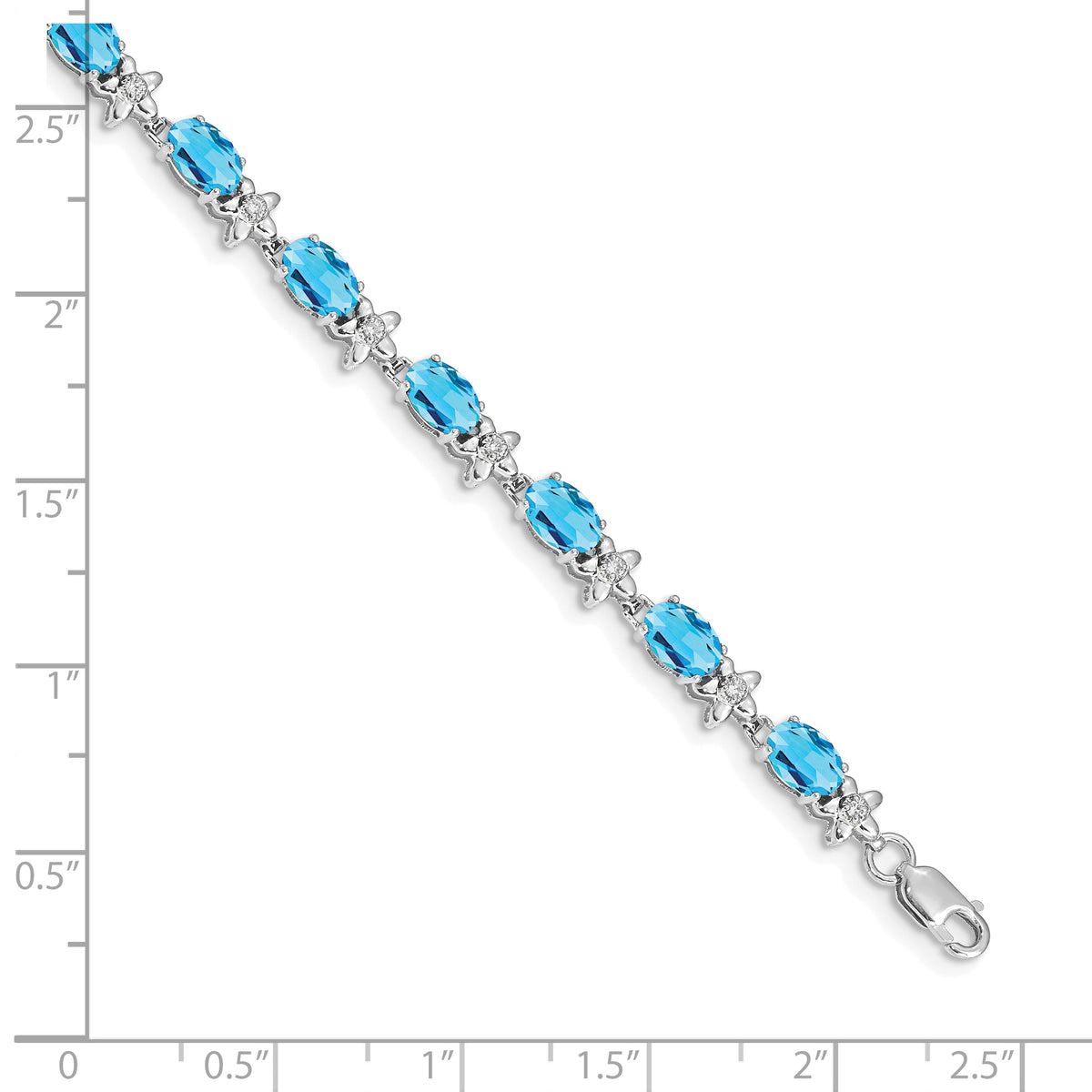 Gold Floral Diamond & Gemstone Bracelet - 14k White Gold / Swiss Blue Topaz