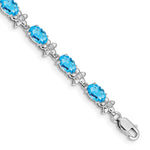 Gold Floral Diamond & Gemstone Bracelet - 14k White Gold / Swiss Blue Topaz
