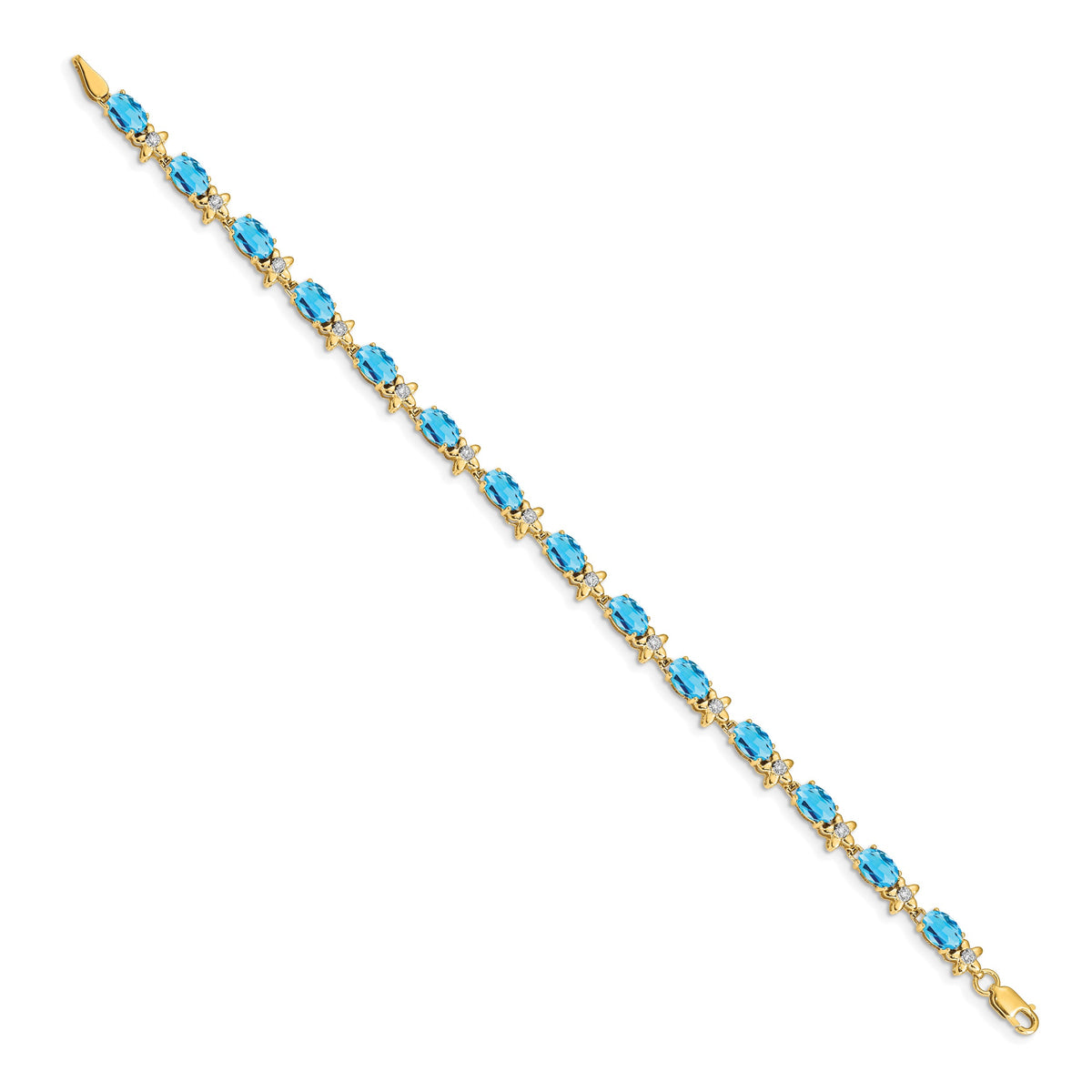 Gold Floral Diamond & Gemstone Bracelet - 14k Yellow Gold / Swiss Blue Topaz