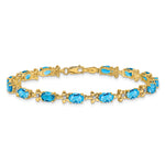 Gold Floral Diamond & Gemstone Bracelet - 14k Yellow Gold / Swiss Blue Topaz