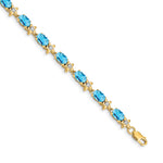 Gold Floral Diamond & Gemstone Bracelet - 14k Yellow Gold / Swiss Blue Topaz