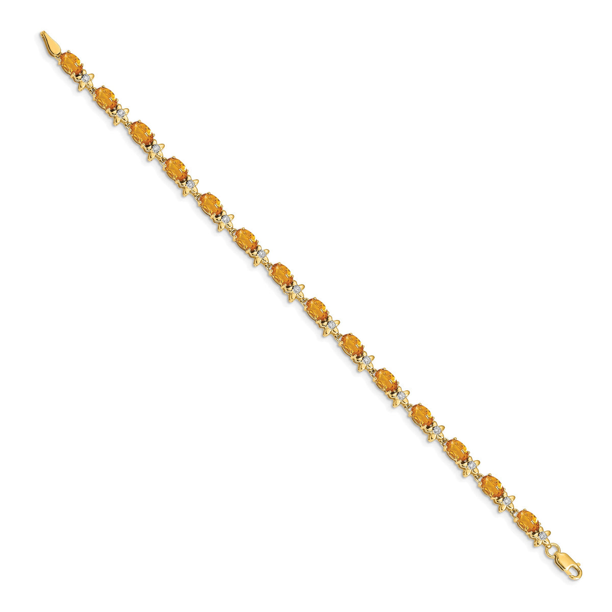 Gold Floral Diamond & Gemstone Bracelet - 14k Yellow Gold / Citrine
