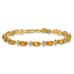 Gold Floral Diamond & Gemstone Bracelet - 14k Yellow Gold / Citrine