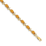Gold Floral Diamond & Gemstone Bracelet - 14k Yellow Gold / Citrine