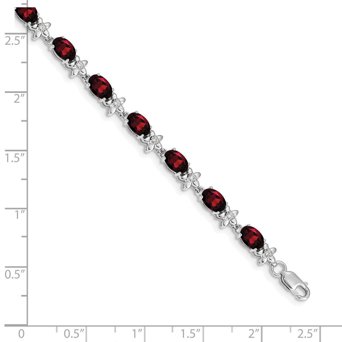 Gold Floral Diamond & Gemstone Bracelet - 14k White Gold / Garnet