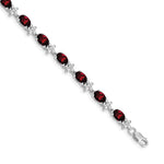 Gold Floral Diamond & Gemstone Bracelet - 14k White Gold / Garnet