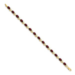 Gold Floral Diamond & Gemstone Bracelet - 14k Yellow Gold / Garnet