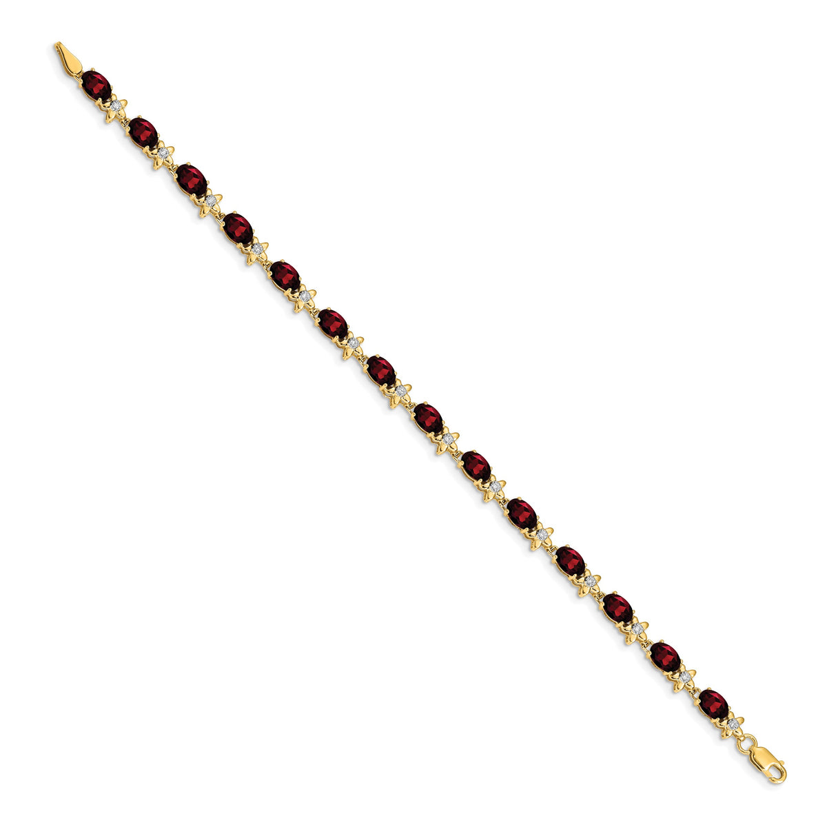 Gold Floral Diamond & Gemstone Bracelet - 14k Yellow Gold / Garnet