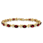 Gold Floral Diamond & Gemstone Bracelet - 14k Yellow Gold / Garnet