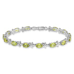 Gold Floral Diamond & Gemstone Bracelet - 14k White Gold / Peridot