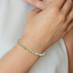Gold Floral Diamond & Gemstone Bracelet - 14k White Gold / Peridot