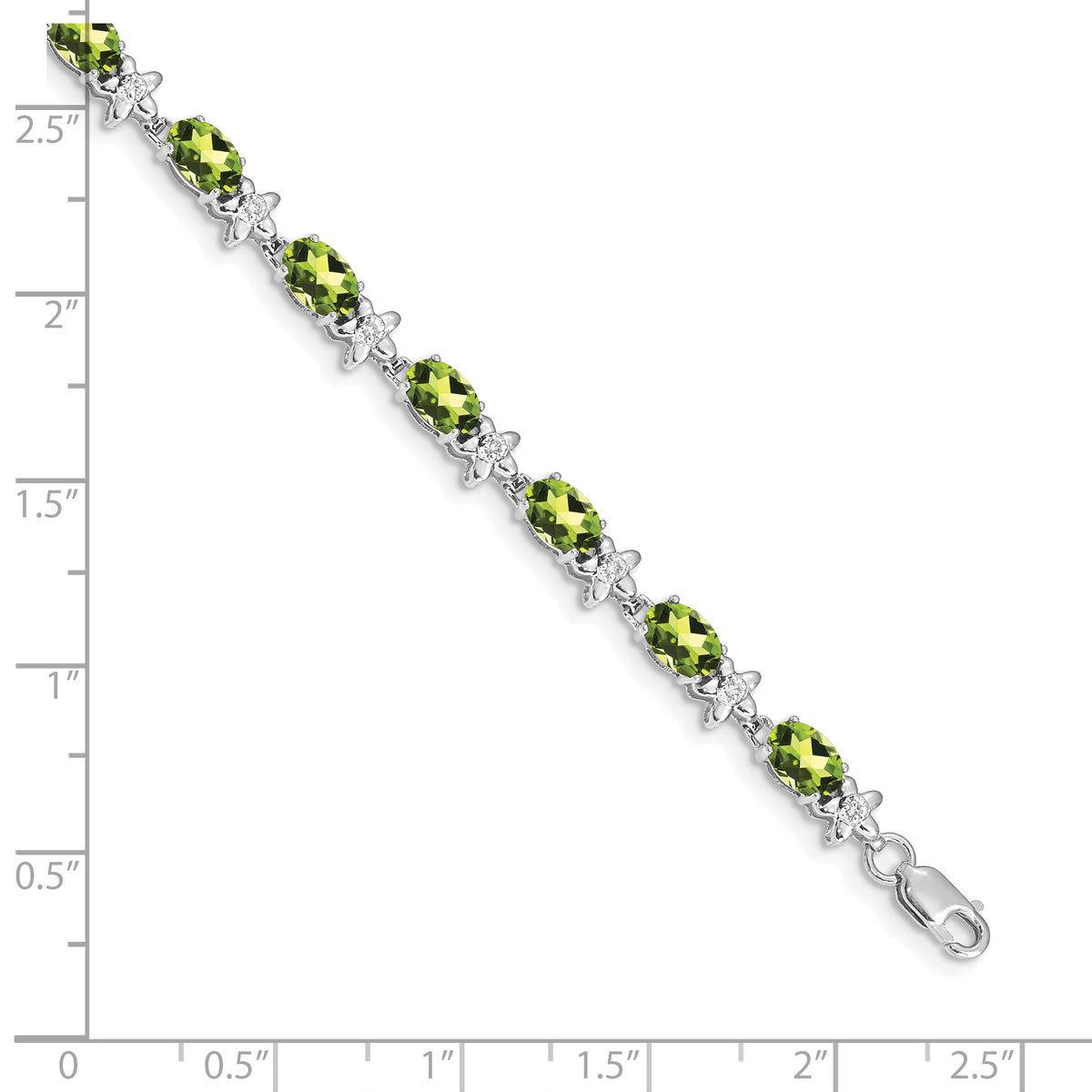 Gold Floral Diamond & Gemstone Bracelet - 14k White Gold / Peridot