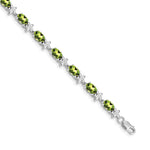 Gold Floral Diamond & Gemstone Bracelet - 14k White Gold / Peridot