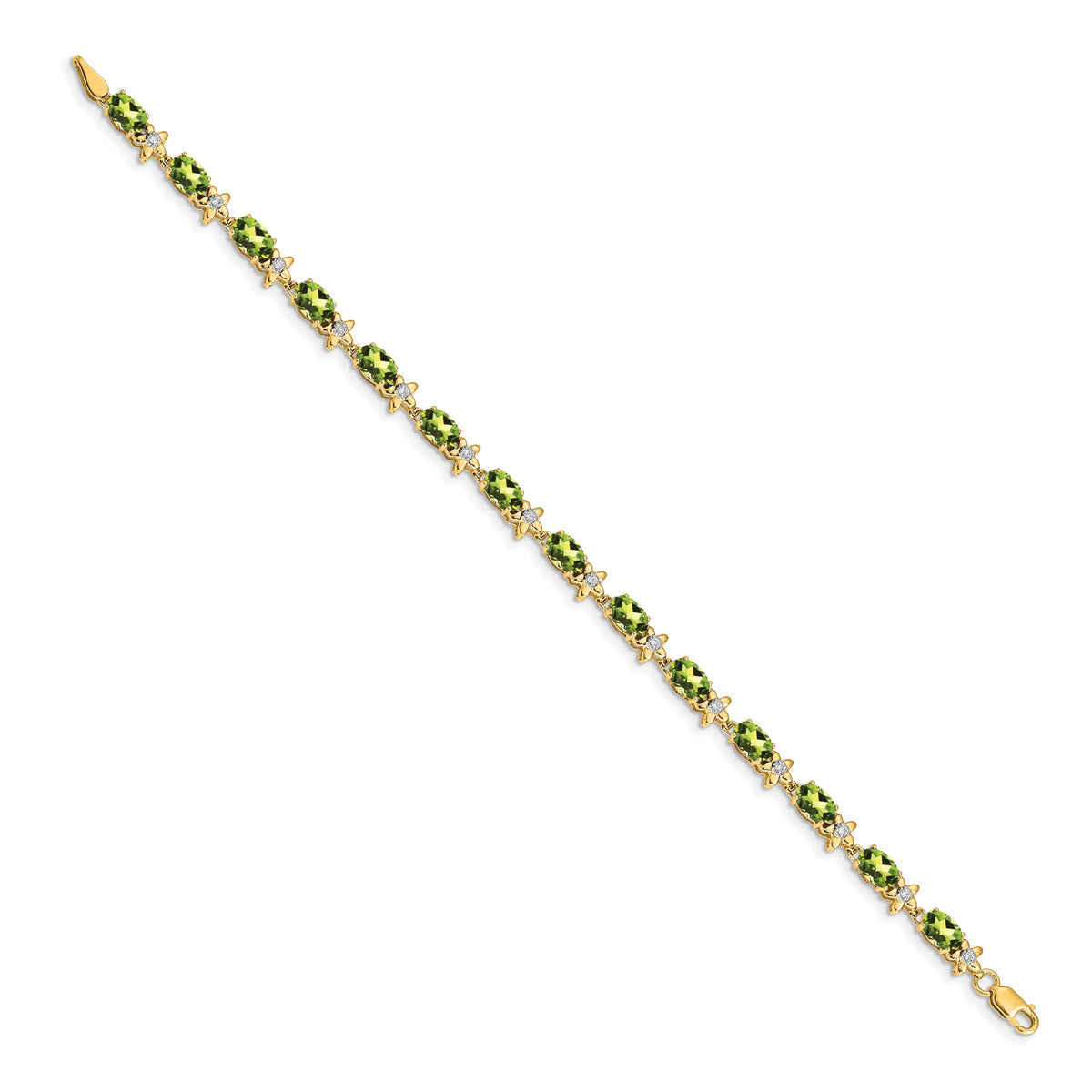 Gold Floral Diamond & Gemstone Bracelet - 14k Yellow Gold / Peridot
