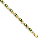 Gold Floral Diamond & Gemstone Bracelet - 14k Yellow Gold / Peridot