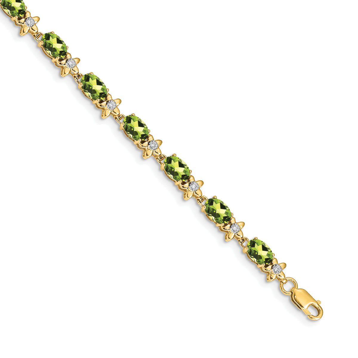 Gold Floral Diamond & Gemstone Bracelet - 14k Yellow Gold / Peridot