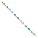 14k Yellow Gold Oval Swiss Blue Topaz and Diamond Fancy Link 7 inch Bracelet, view 2